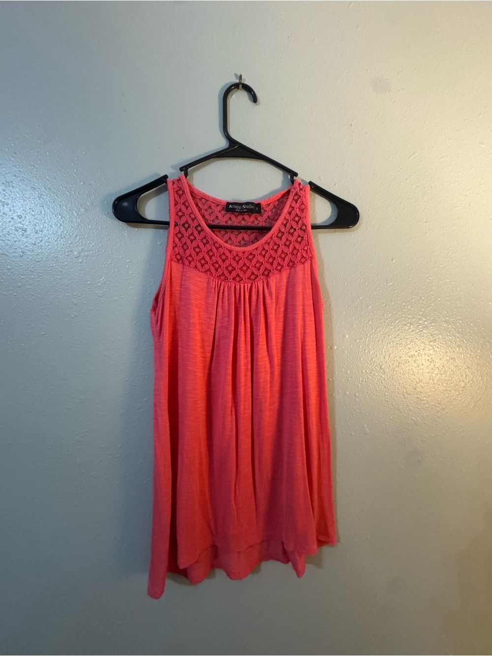 Always Coral Lace-Yoke Sleeveless Tank
